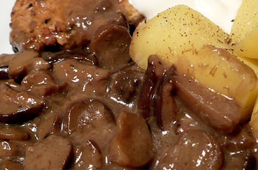 Mushroom sauce close-up