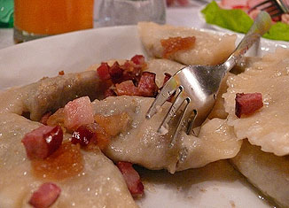 Plateful of ruskie pierogi - potato and cheese pierogi