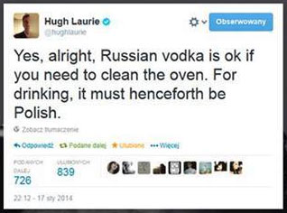Polish vodka according to Hugh Laurie