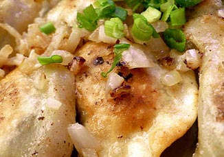 Pierogi with mushroom close-up