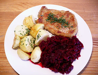 Polish stewed buraczki (red beets) as an addition to meat