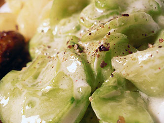 Polish salad mizeria close-up