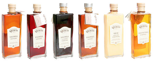 Bunch of tastes of Polish liqueur - nalewka, made by Kredens