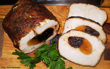 Roast pork with plums