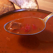 Goulash soup in close-up