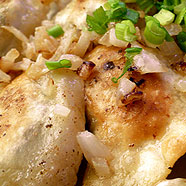 Pierogi with mushroom close-up