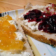 Curd cheese sandwich close-up