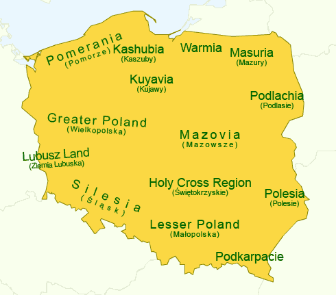 Regions of Poland - simple map