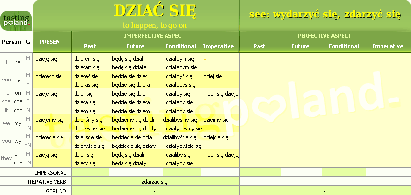 Full conjugation of DZIAC SIE verb